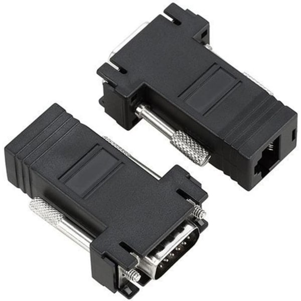 CY VGA RGB 15pin hane-förlängare till Lan Cat5 Cat5e RJ45 Ethernet-honadapter svart RJ45 to VGA RJ45 to VGA