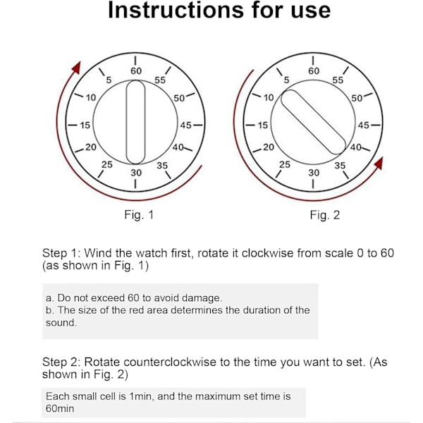 Væg ur køkken timer, 60 minutters visuel nedtællingstimer, lydløs drift, nem at læse, retro køkken vægur, visuel timer, hjemmekøkken T Red