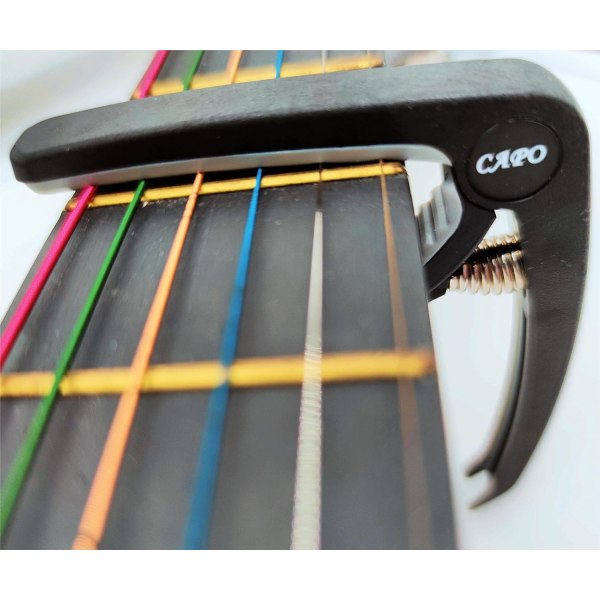 Capo, Gitar Capo, Ukulele Capo, PPpanda Trigger Capo Capotastos for Akustiske Elektriske Gitarer og Ukulele med 6 plekter Black