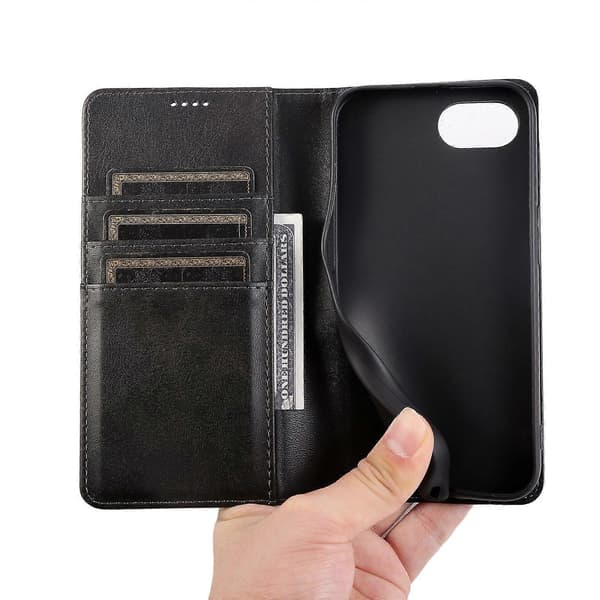 PU læder telefonpung cover til iPhone 16e Black