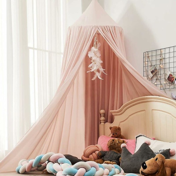 Sänghimmel för flickor, Soft Pink Princess Sänghimmel till flicksäng, volang sänghimmel för barnsovrum - Ljusrosa