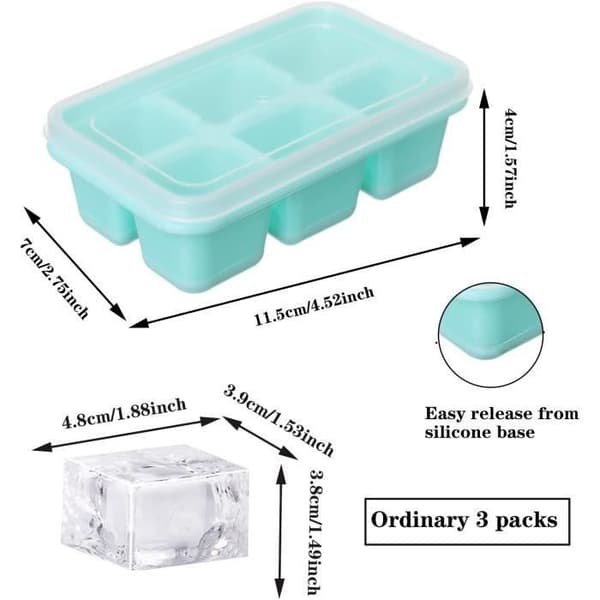 Isbitsformar, 3-pack mini-isbitsformar med stapelbara lock, 18-facks silikonisbitsbricka för drycker