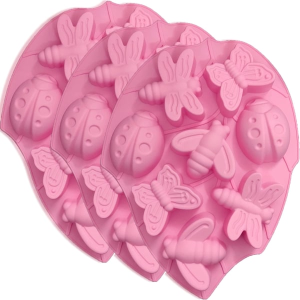 kegle Chokoladeforme, VEINARDYL 24-hulrum Insekt 3D Muffinform Køkken Bagværk Bageform til fedtbombe Kage Slik Cupcake Sæbelys - Pink
