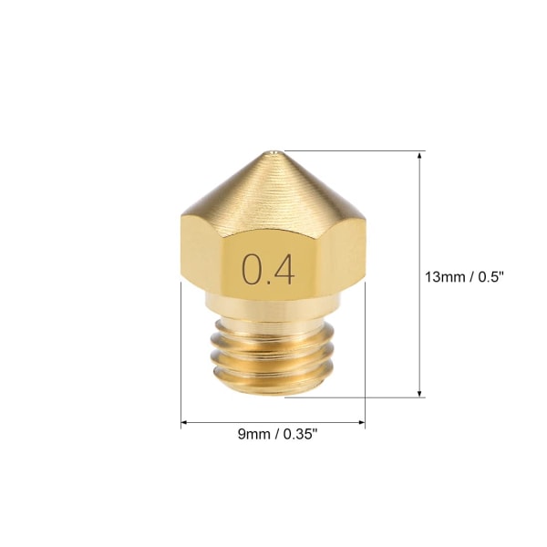 sourcing map 0,4 mm 3D-tulostinpään suutinpää M7-kierre Vaihto MK10 1,75 mm Suulake Tulostus, Messinki 4 kpl Brass Tone M7x0.4mm