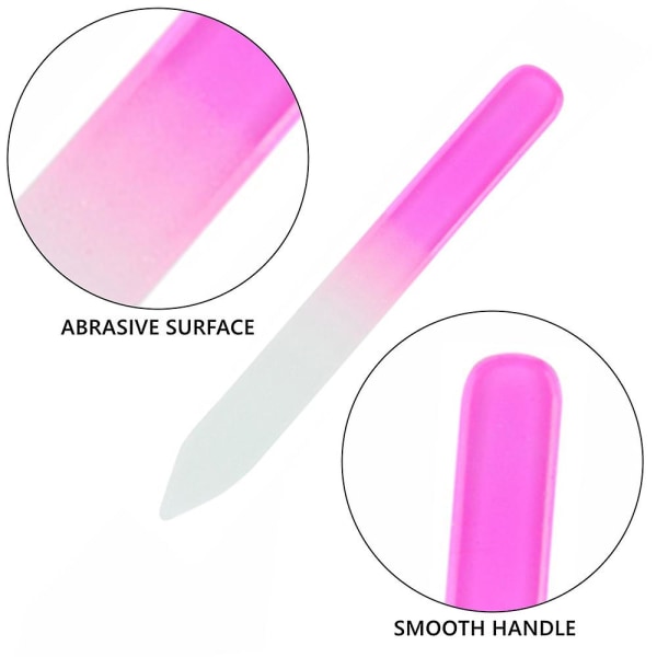 Glas neglefil - Krystal neglefil til naturlige negle til mænd og kvinder Pink