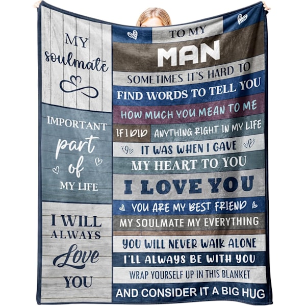 Filt, födelsedag årsdag Jag älskar dig romantisk present till honom, till min man, make, fästman, pojkvän, 130*150 Men