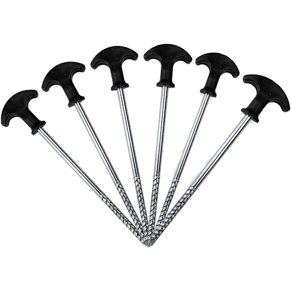 6 stk rustfrie campingplugger, camping skrueplugger, telt hardt underlag og markiseplugger, for bivuaktelt, for hage, camping, reise, utendørs
