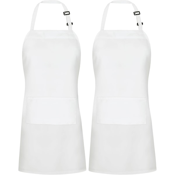 2-pack Justerbart Haklappsförkläde med 2 Fickor Vattenavvisande Matlagningsförkläde för Män, Kvinnor med Långa Band black