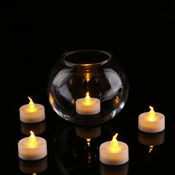 Tealights, 12-pakning Flammelose LED-Tealights 150 Timer Realistisk Flimrende Batteridrevne Tealights Elektriske Falske Lys til Halloween Ju Warm yellow 12 pack