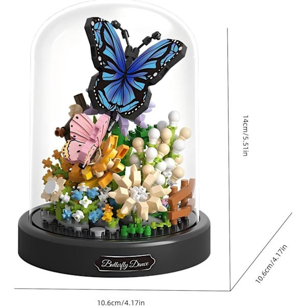 Blomsterbuket og Insekt Byggesæt, 530 stk. Blomster Botaniske Mini Klodser Byggesæt til Voksne (Sommerfugl) Flowers Butterfly