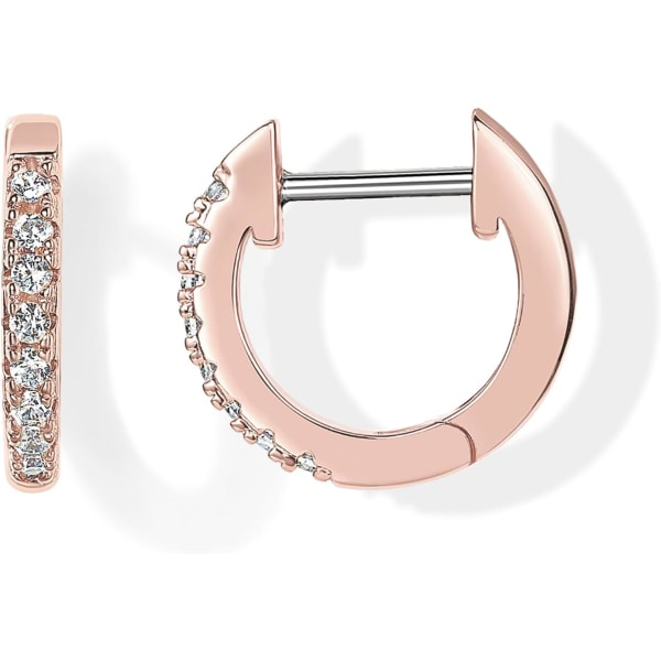 14K kullatut Cubic Zirkonia Cuff korvakorut Huggie Stud Rose Gold Vermeil