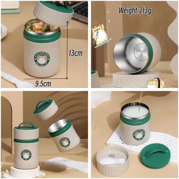 Isolerad matbehållare - Rostfritt stål - 480 ml - Bärbar - Läckagesäker - Hållbar