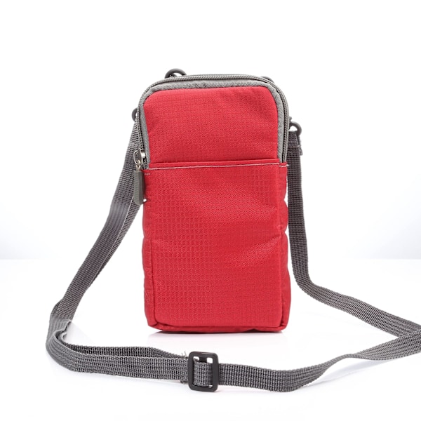 Mobiltelefonlomme med skulderstropp, skulderveske for menn, 6.0 tommers vertikal utendørs reise nylon mobiltelefon crossbody-veske (rød) small