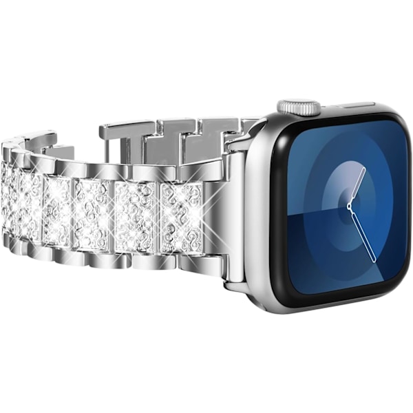 Kompatibel med Apple Watch Armband 49mm 45mm 44mm 42mm, Kvinnors Bling Diamant Strass Armband för Apple Watch SE(GEN 1 2 3) iWatch Armband Ultra 2/1 Se BlingSilver 49mm/45mm/44mm/42mm