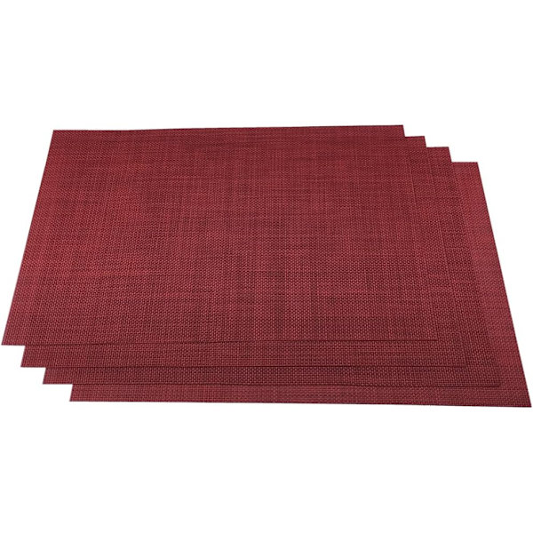 Pöytäalustat Helppo puhdistaa Crisscross Kudottu Vinyyli Paikka Matot Kestävä Liukumaton Lämmönkestävä Pöytä Matot Paikka Matot Keittiön Pöydälle Sarja 4, Punainen Red 4