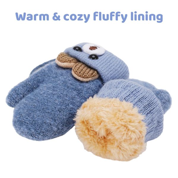 2 Par Barn Knittade Vantar, Stretch Vantar Plyschfodrade Vantar Vantar Vinter Varma Vantar Hel Finger Vantar med Snöre för 1-3 År Gamla