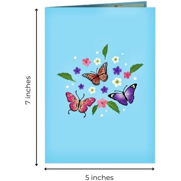 ® Perhoset luonnossa ponnahdusikkuna - 3D-perhoskortti vaimolle, tyttöystävälle ja äidille (syntymäpäiväkortti, paranemista, kiitos, vuosipäivä)