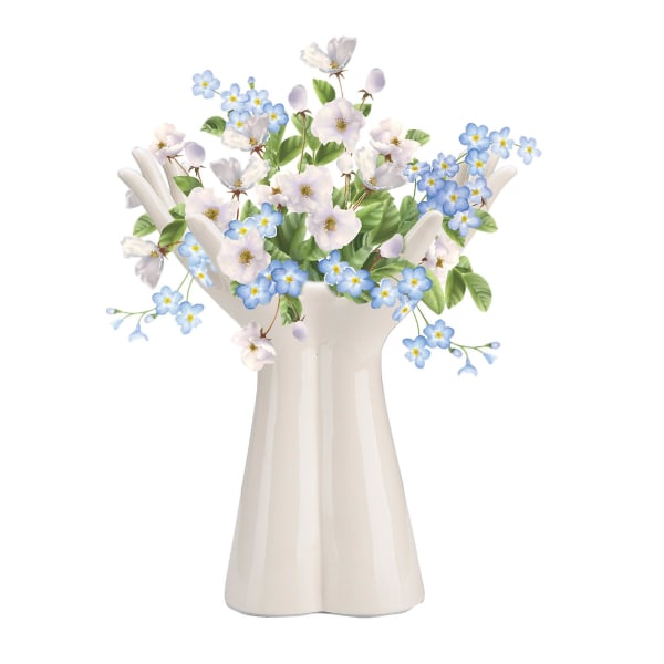 Håndvase Hydroponiske blomstervaser Høykvalitets Estetisk design Keramisk Hvit Desktop Ornament Glass
