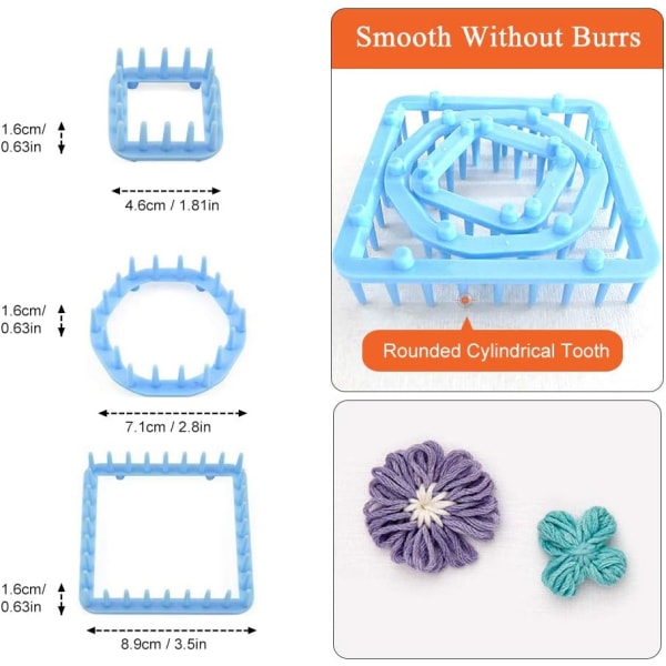 Blomster Loom, Rund Strikke Loom Sæt med 1 Plastik Nåle til Blomster Vævning Loom Strikke Maskine Tilbehør, 9 Stk Strikke Looms Sæt DIY Wo Multicoloured