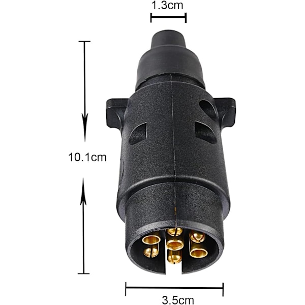 7-polet tilhengerkontakt, 12V vanntett 7-polet tilhengerkontakt, for lastebil bobil bil båt campingvogn (gummihette) 7 Pin Plug (Rubber Boot)