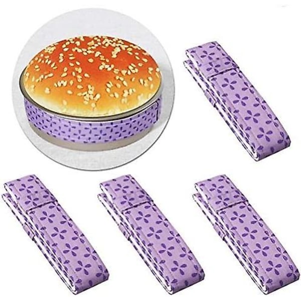 Kage strimler, kageform strimler bageform wraps bage jævnt strimmel sæt absorberende pande strimler kage bagning(4stk, lilla)