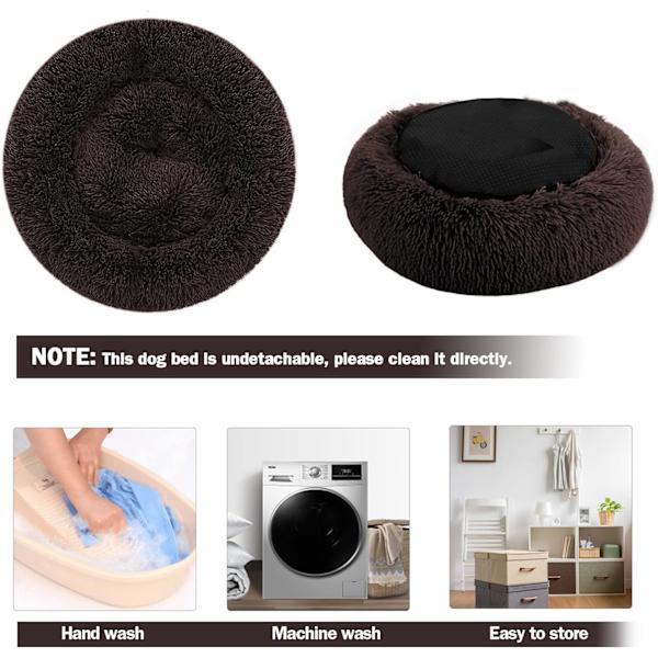 Rolig Hundeseng til Katte - 19,7 tommer Plys Pude til Hvalpe og Killinger, Rund Seng, Varm og Blød Seng til Kæledyr med Skridsikker Bund og Coffee 50.00 x 50.00 x 20.00 cm (L x W x H)