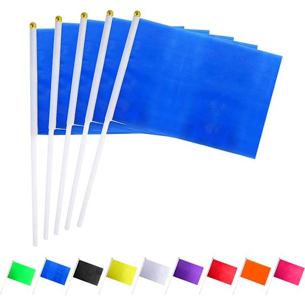 25-pack med enfärgade blå flaggor, små, enfärgade blå DIY-flaggor på pinne, partydekorationer för parader, invigningar, barnkalas, firande av evenemang Blue