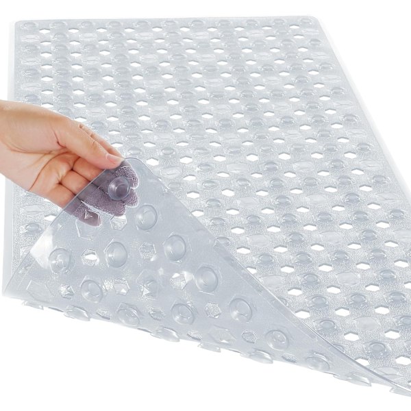 Halkfri badrumsmatta Lyxig extra lång badkarsmatta Säker stark sugkopp och dräneringshål Badrumstillbehör Transparent vit 100*40cm White 100*40cm