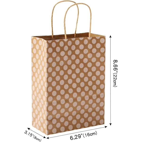 24 stk. gaveæsker med 24 servietter, gaveposer med håndtag, brune gaveposer i kraftpapir til fødselsdag, bryllup, babyshower, fest Brown 24 Pack with Tissues 1 count (Pack of 24)