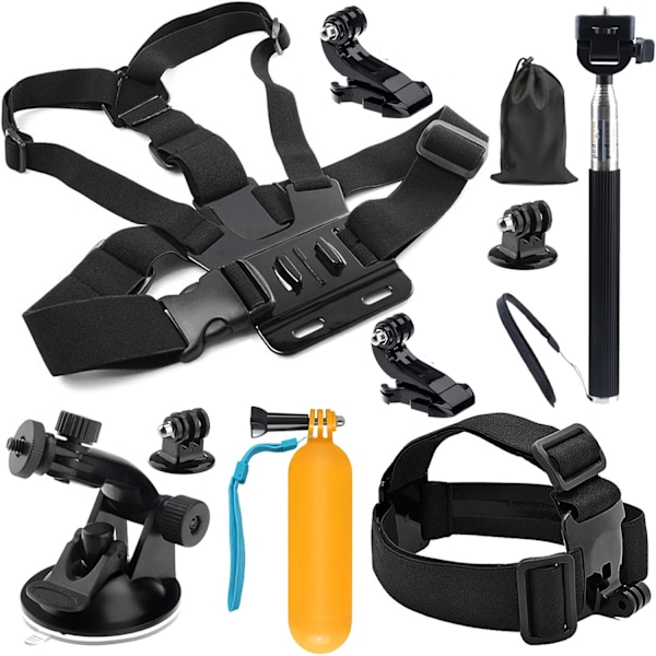 10-i-1 tilbehørssæt til GoPro-tilbehør, actionkamera-tilbehør til GoPro Hero 12 11 10 9 8 7 6 5 4 3+ 3 Hero Session 5 Black AKASO EK7000 Ape