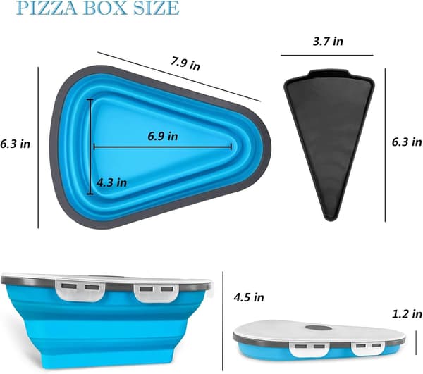 Pizzaoppbevaringsbeholder, med 5 serveringsbrett, blå Blue