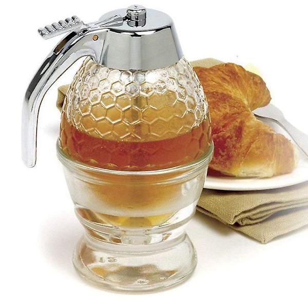 Honungsdispenser med förvaringsställ, sirapsdispenser burk behållare kopp, akryl honungsdispenser klämflaska, bärbar juice bi förvaringskruka dropp(1st