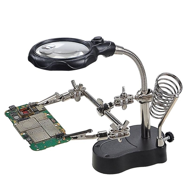 Handbordsförstoringsställ 2 LED-stativ Förstoringsglas för elektronisk ingenjör Kosmetologi Medicinsk urmakare Reparation av watch
