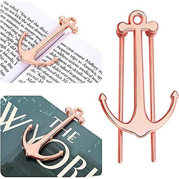 Anchor Bogmærker Kreativ Metal Sideholder Bog Holder Læseassistent Hjælper Til Studerende Lærer Skole Kontorartikler Rose Gold(1stk, Rose Gold)