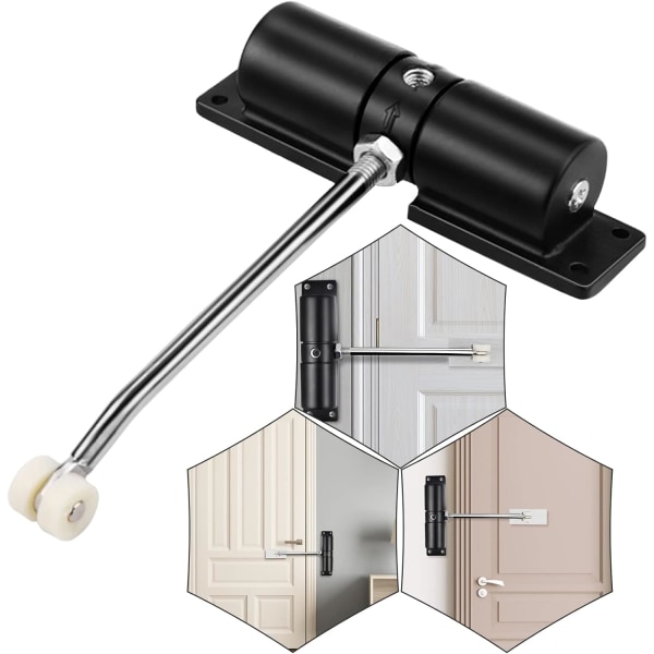 Automatisk dörrstängare, justerbar dörrfjäderstängare för innerdörr, tyst automatisk dörrstängning för dörrvikter 20-35 kg, med justeringsro White Black