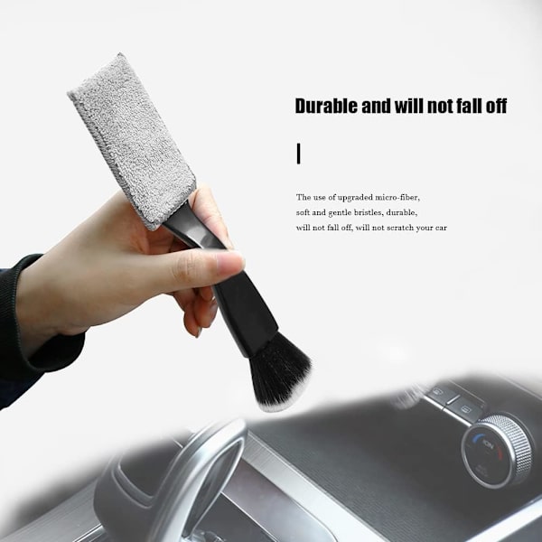 Kaksipuolinen harja auton puhdistukseen 2 kpl, auton harjat sisätilojen puhdistukseen, auton puhdistusharjat ulkopuolelle, pehmeä auton puhdistusharja (kaksipuolinen - musta Black2pc