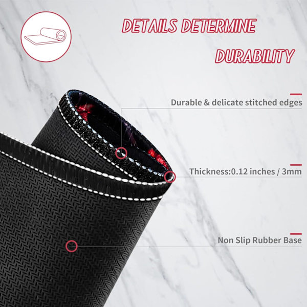 Musematte Gaming Stor Skrivebordsmatte (31,5 x 11,8 x 0,12 tommer) Vaskbar Stor Musematte, Japansk Musematte med Antiskli Gummibase, Utvidet Mo MousPad Y6 XL