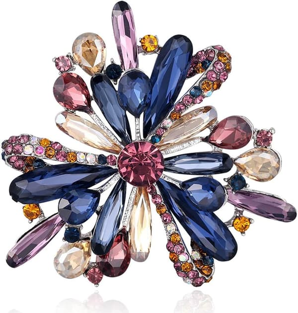Vintage diamantbrosjer for kvinner, elegante simulerte krystallbrosjer - Lilla