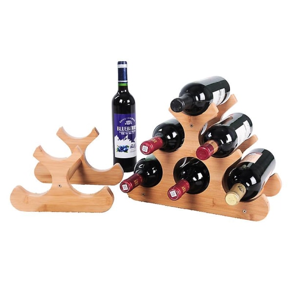 Træ vinreoler, fritstående vinreol, bordplade 6 vinflaskeholder, lille vinopbevaringsorganisator