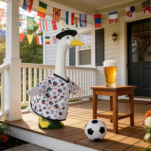 Fodboldkampdag Gåseoutfit – Hat Tøjsæt – til 23 tommer Verandastatue