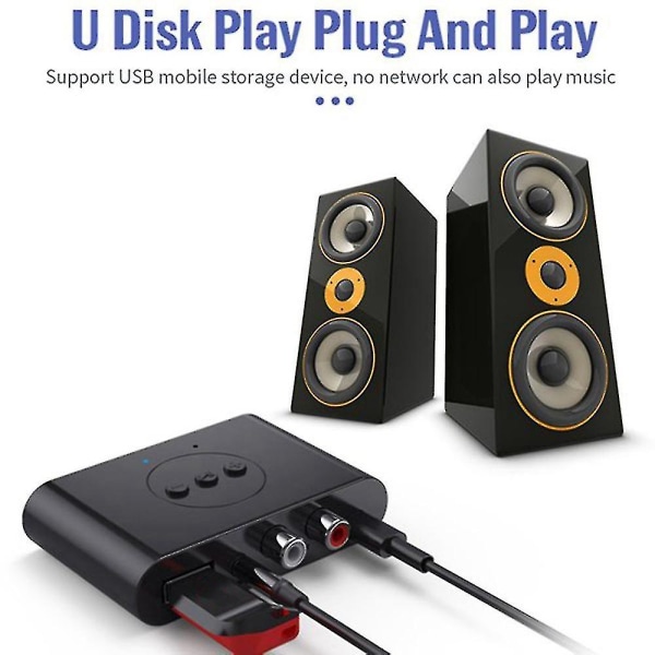 Bluetooth 5.2 lydmottaker Nfc Usb Flash Drive Rca 3,5 mm Aux Usb Stereo musikk trådløs adapter Wi