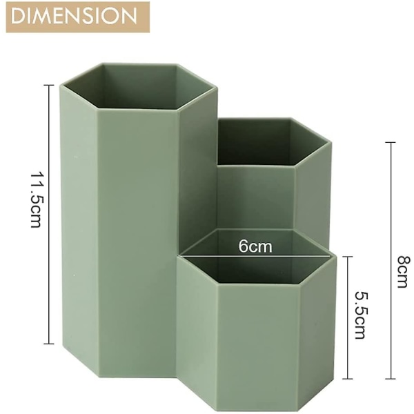2-pack pennhållare för skrivbord, kontor och skola (grön, 3-typ)