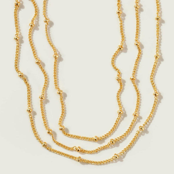 Armbånd for kvinner 14K gullbelagt kjede delikat smykke søtt for jenter 3 Layer Satellite Chain Gold 2 Layer Satellite Chain