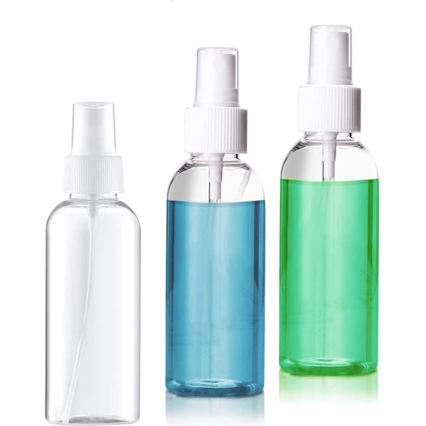 3 x 50 ml sprayflasker Gjennomsiktig tom fin tåkesprayflaske Reiseforstøver Små plasttåkeparfymeforstøverflasker for sminkevann A