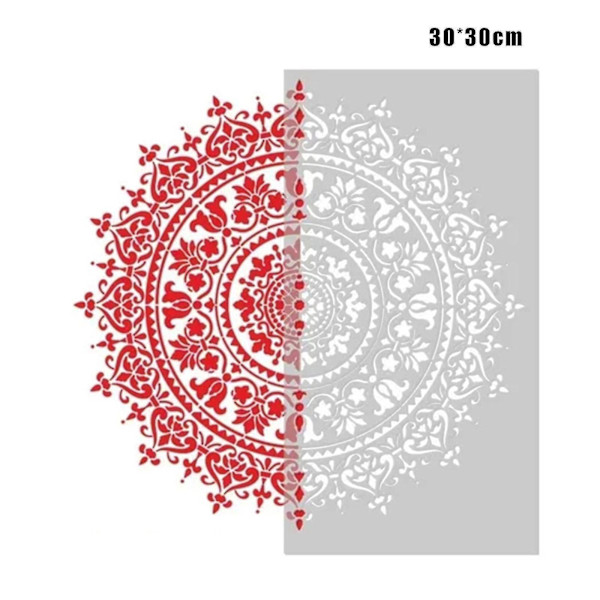 Stor återanvändbar Mandala stencilmålning på trämallar Scrapbookingmålning för väggdukpapperstyg