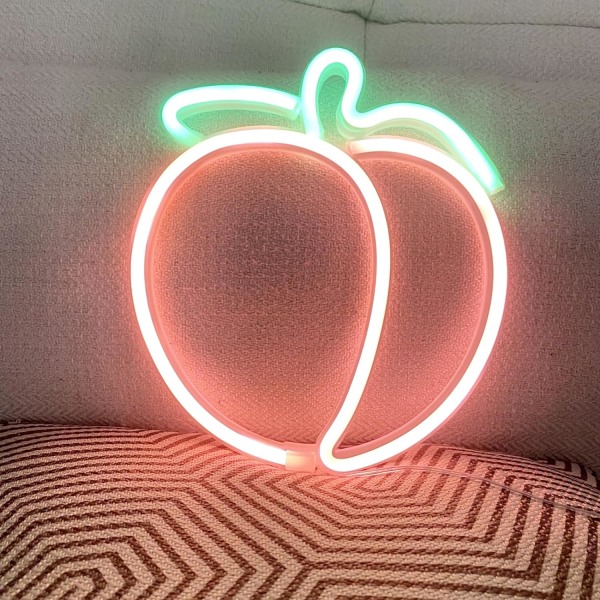 Persikka LED-neonvalokyltti Käsintehty lamppu seinätilajuhliin Kotibaari Taide Joulu Makuuhuoneen Pöytä Hääjuhla Työpöydän koristelu Teini-ikäisten lasten syntymä Peach Powder