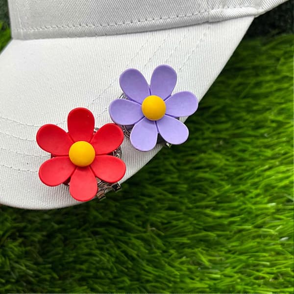 Magnetisk Golfboldmarkør med Hatteclips Blomsterformet Golfboldmarkør Magnet Kasketclips Sæt Golfbag Blue