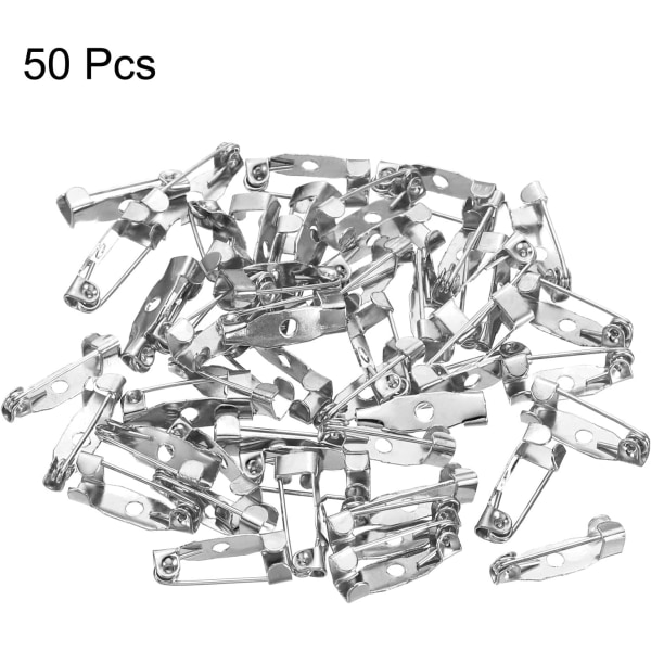 sourcing map 50 stk sikkerhetsnålspenner 15 mm brosjespenne baksider for ID-merker navnekort koder DIY-håndverk, sølvfarget Silver Tone 15mm