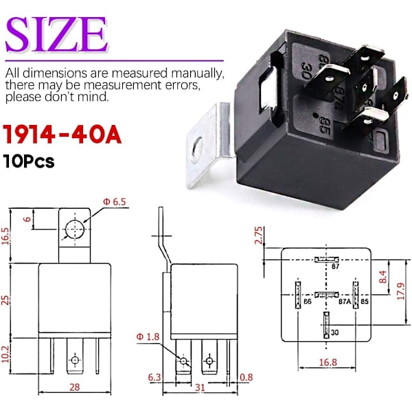 10 st 12V 30/40 Amp 5-stifts SPDT elektriska reläer kit perfekt för bilinstallationer, billjudsystem och säkerhetssystem