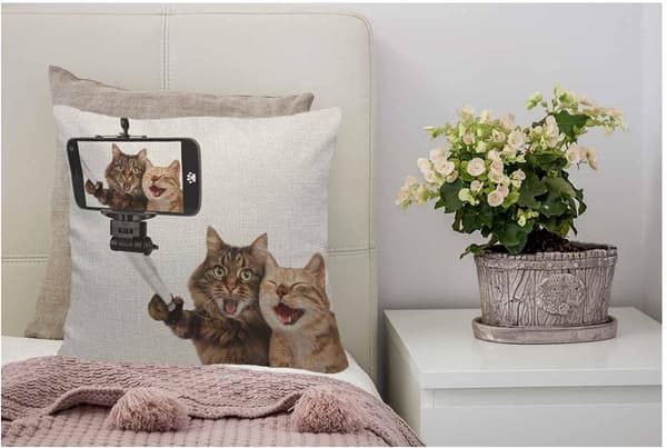 Katter tar en selfie örngott kuddfodral för soffa heminredning brun 45x45 cm